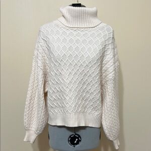 Truth by‎ Republic Cream Cowl Neck Sweater with Textured Knit